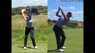 Justin Thomas golf swing  Long Iron faceon amp downtheline July 2017 [upl. by Dent]