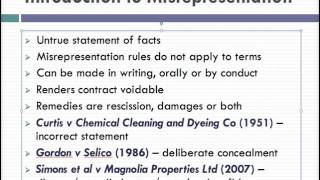 Misrepresentation Lecture 1 of 4 [upl. by Sundstrom283]